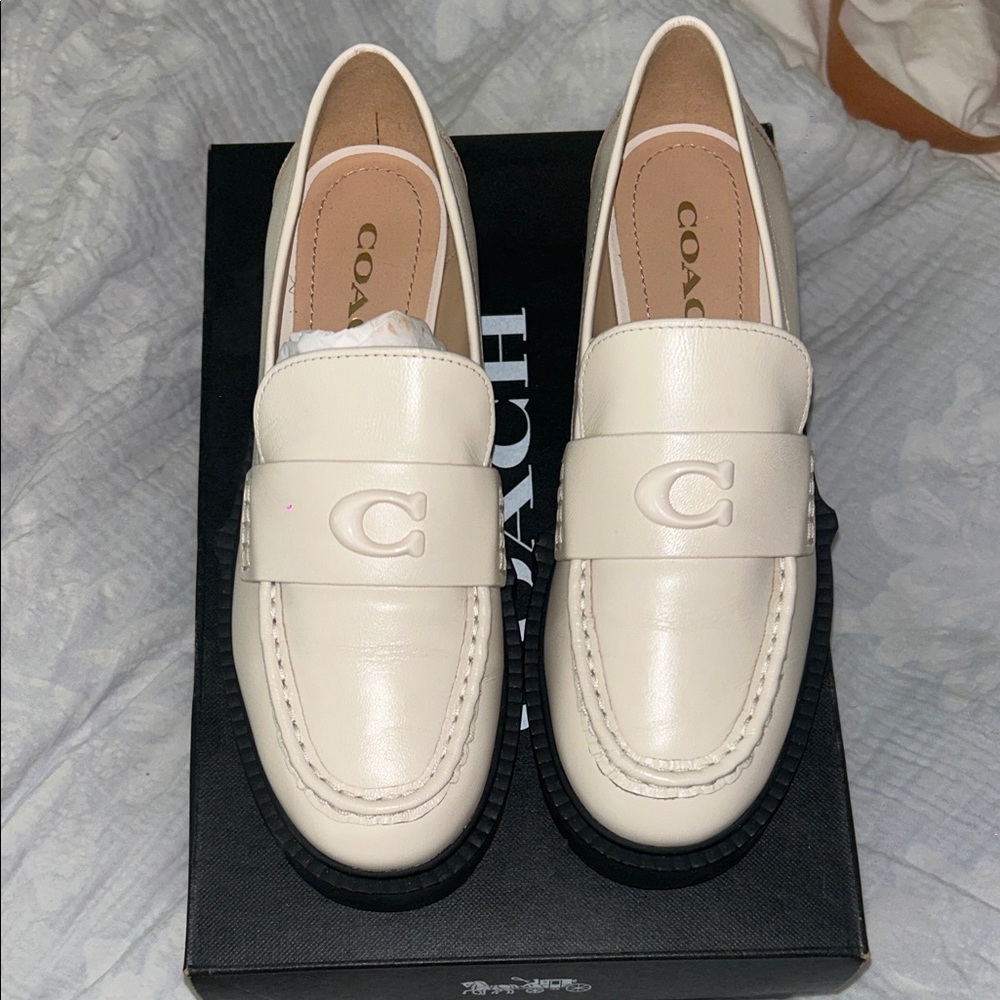 Coach Ivory and Black Platform Loafers - Picture 5 of 7